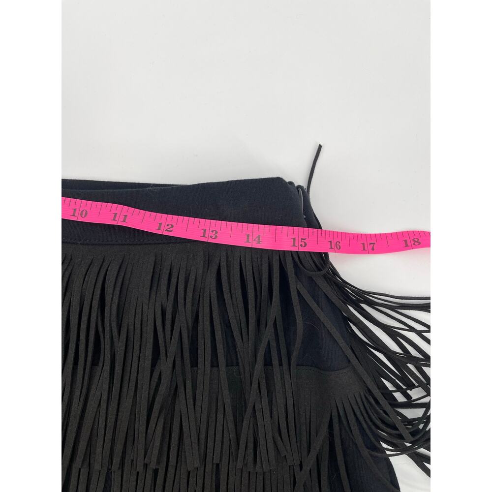 Express Black Tiered Fringe Mini Skirt Size M Festival Boho Witchy Whimsigoth‎ - Picture 7 of 7